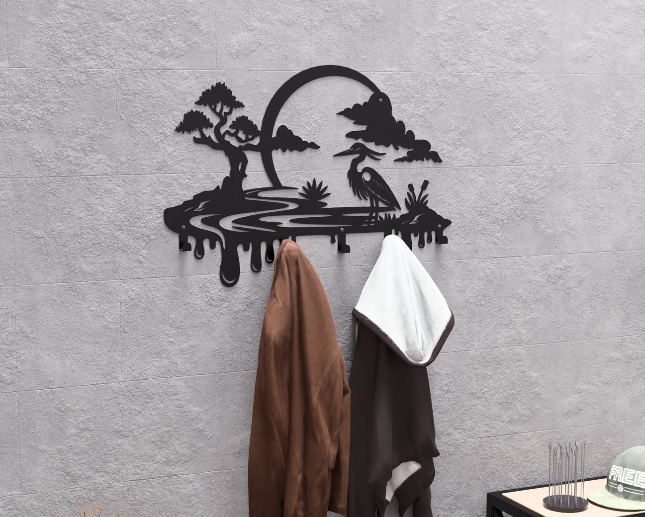 Heron Wall-Mounted Coat Rack. DXF, SVG files for plasma, laser cutting. Wall Coat Rack. Фото 5