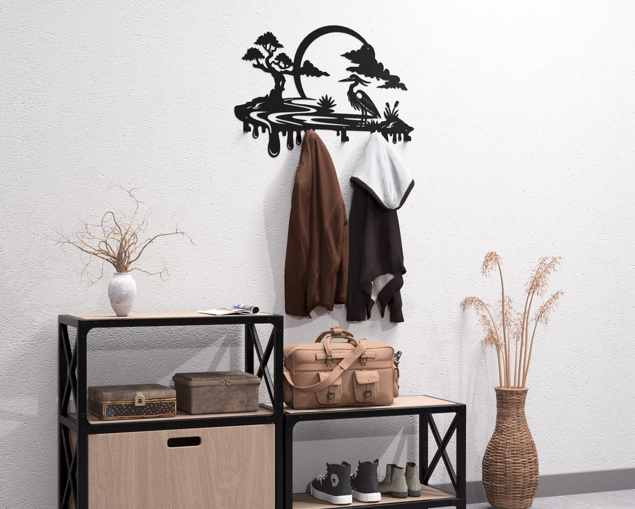Heron Wall-Mounted Coat Rack. DXF, SVG files for plasma, laser cutting. Wall Coat Rack. Фото 6