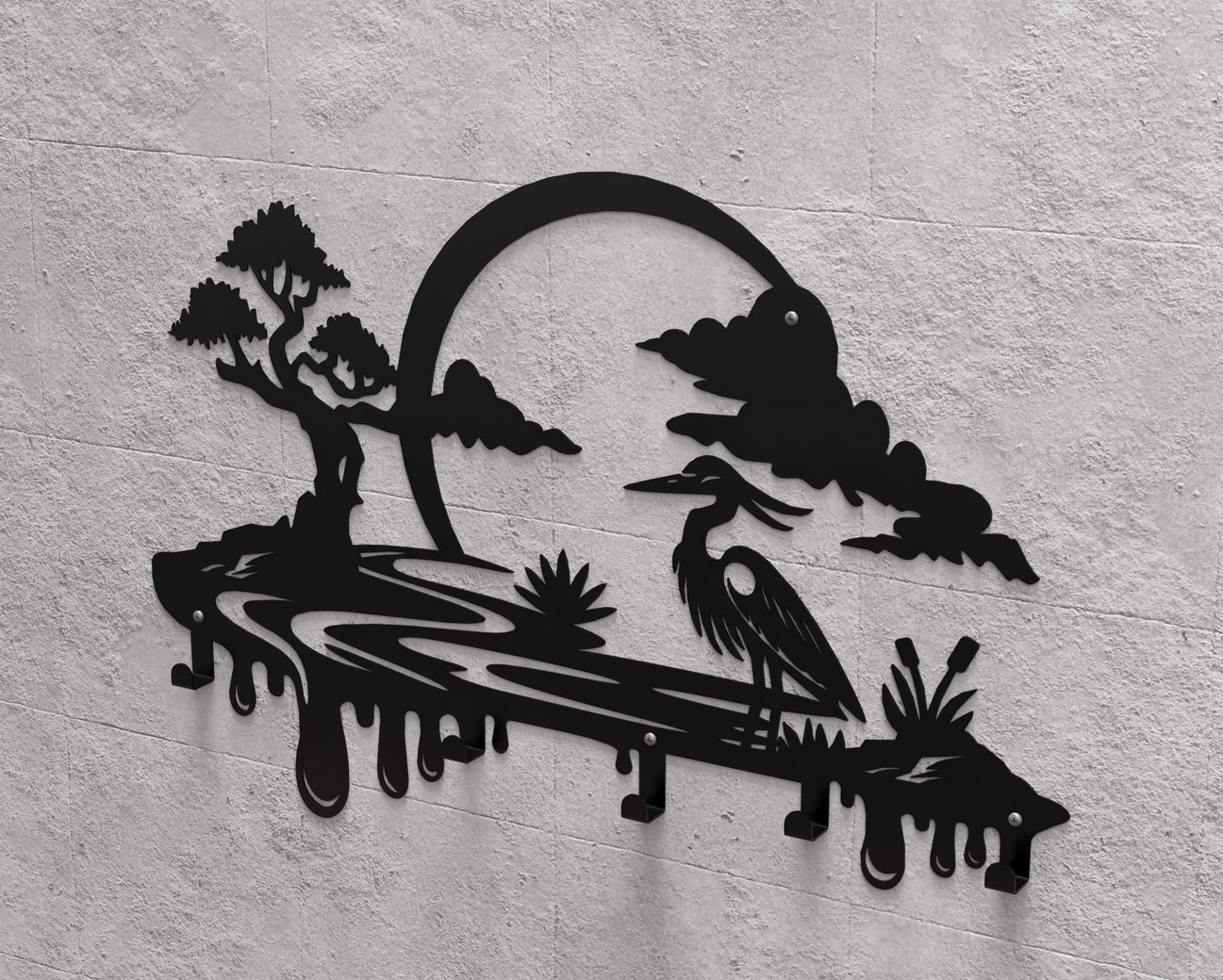 Heron Wall-Mounted Coat Rack. DXF, SVG files for plasma, laser cutting. Wall Coat Rack. Фото 10