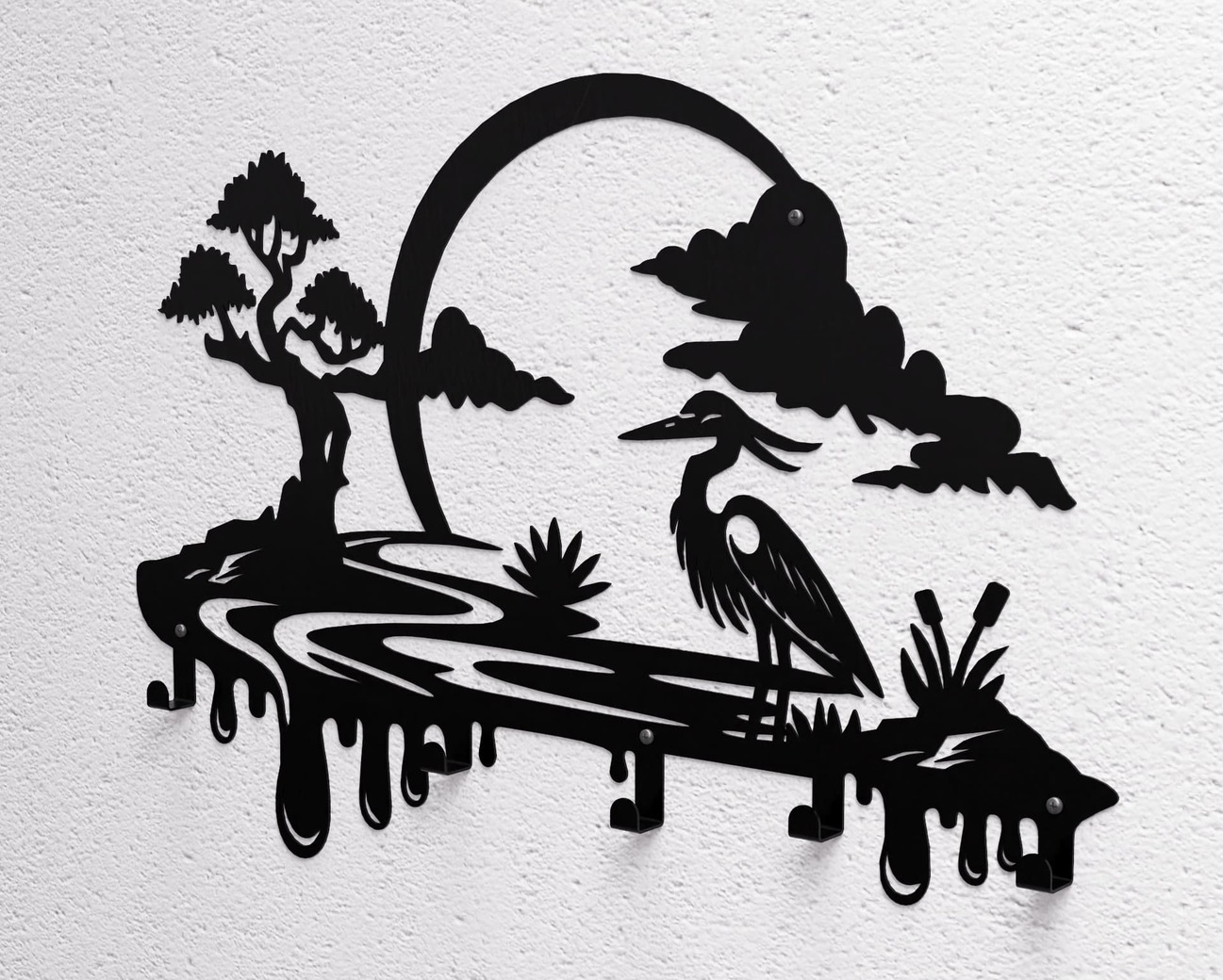 Heron Wall-Mounted Coat Rack. DXF, SVG files for plasma, laser cutting. Wall Coat Rack. Фото 9