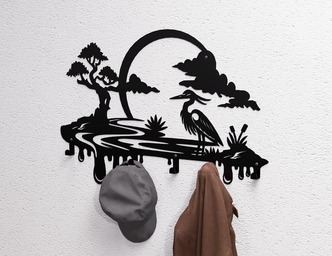Heron Wall-Mounted Coat Rack. DXF, SVG files for plasma, laser cutting. Wall Coat Rack