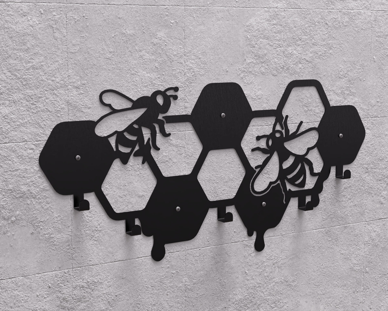 Honeycomb Wall-Mounted Coat Rack. DXF, SVG files for plasma, laser cutting. Wall Coat Rack. Фото 11