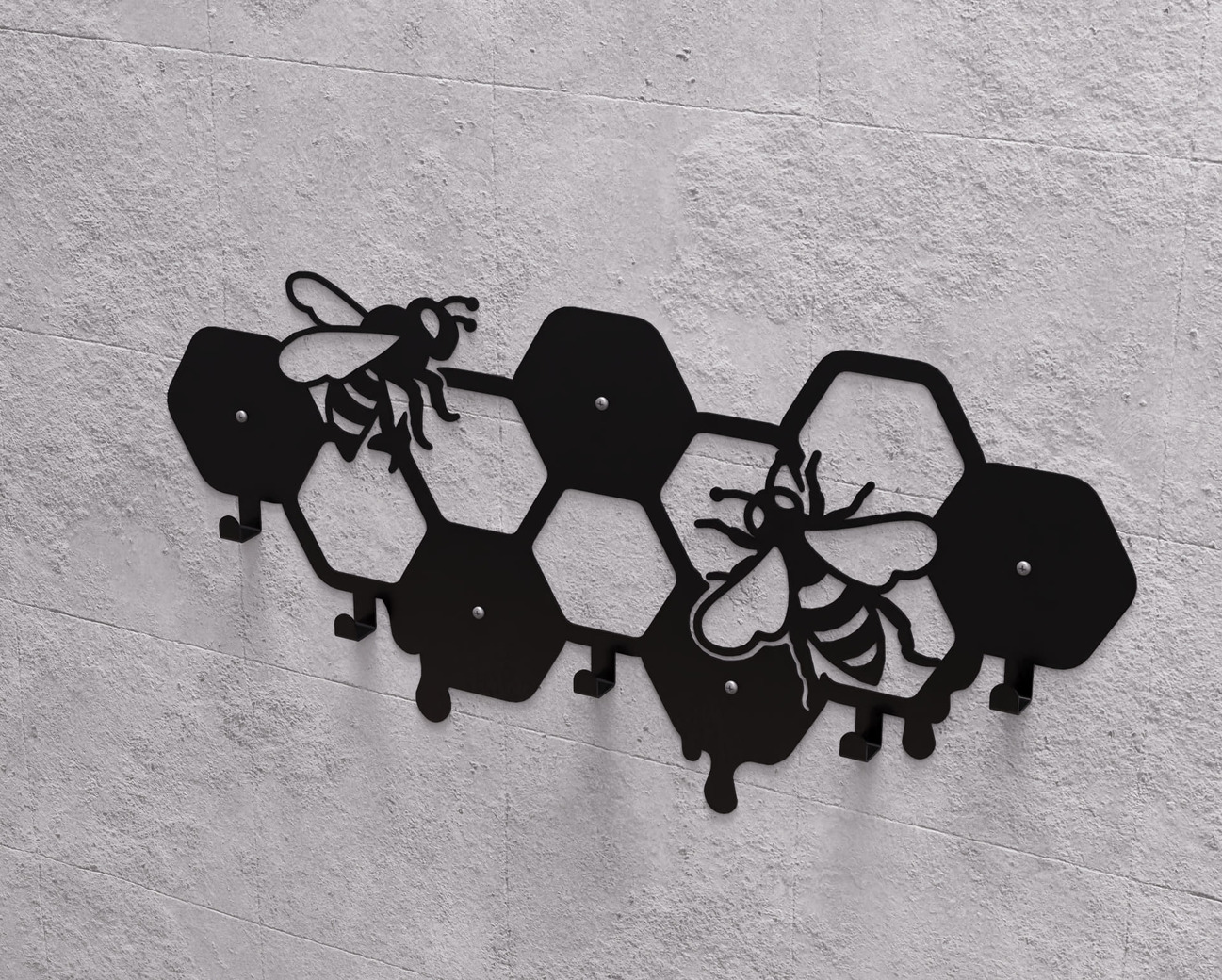 Honeycomb Wall-Mounted Coat Rack. DXF, SVG files for plasma, laser cutting. Wall Coat Rack. Фото 9