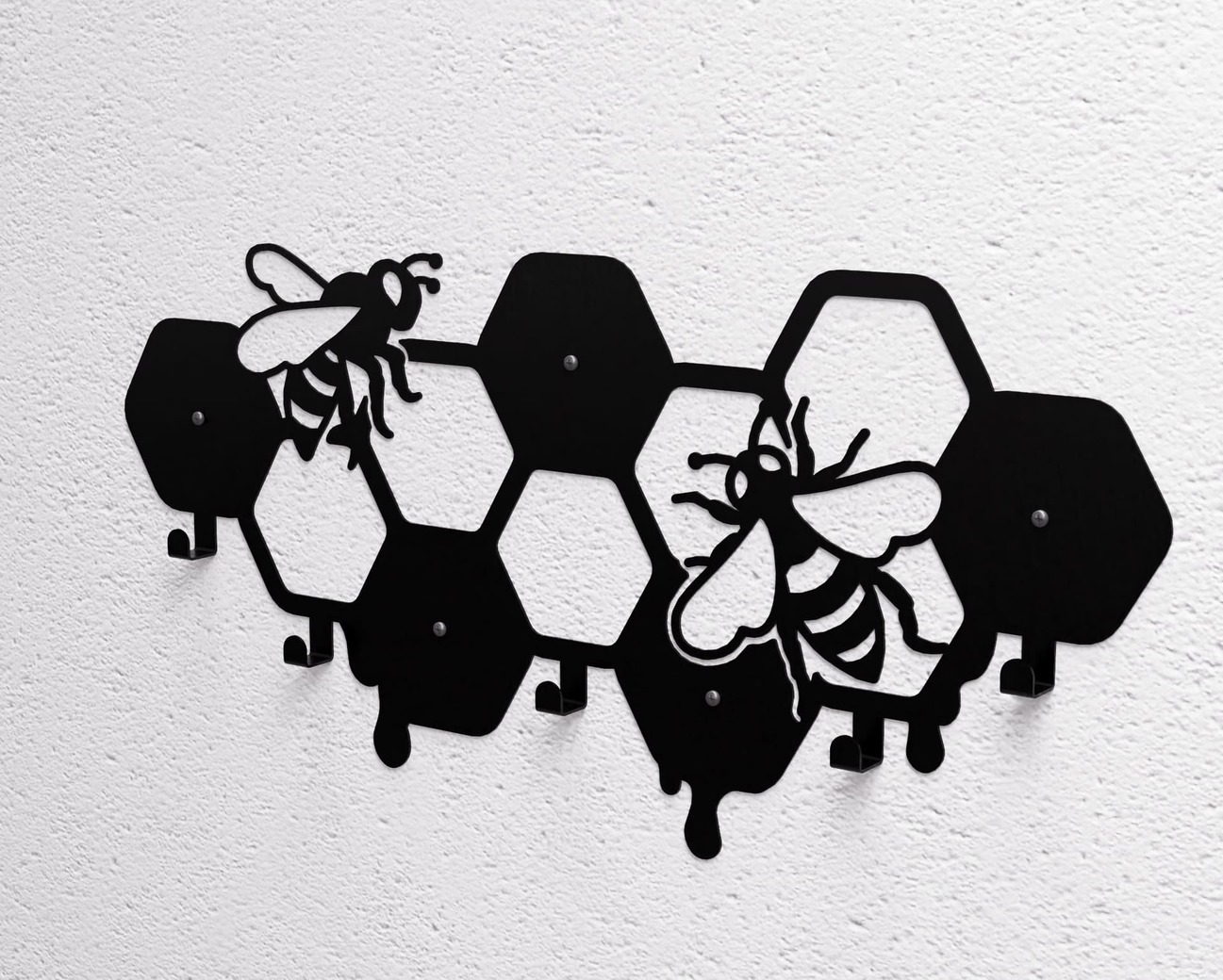 Honeycomb Wall-Mounted Coat Rack. DXF, SVG files for plasma, laser cutting. Wall Coat Rack. Фото 10
