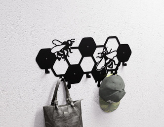 Honeycomb Wall-Mounted Coat Rack. DXF, SVG files for plasma, laser cutting. Wall Coat Rack