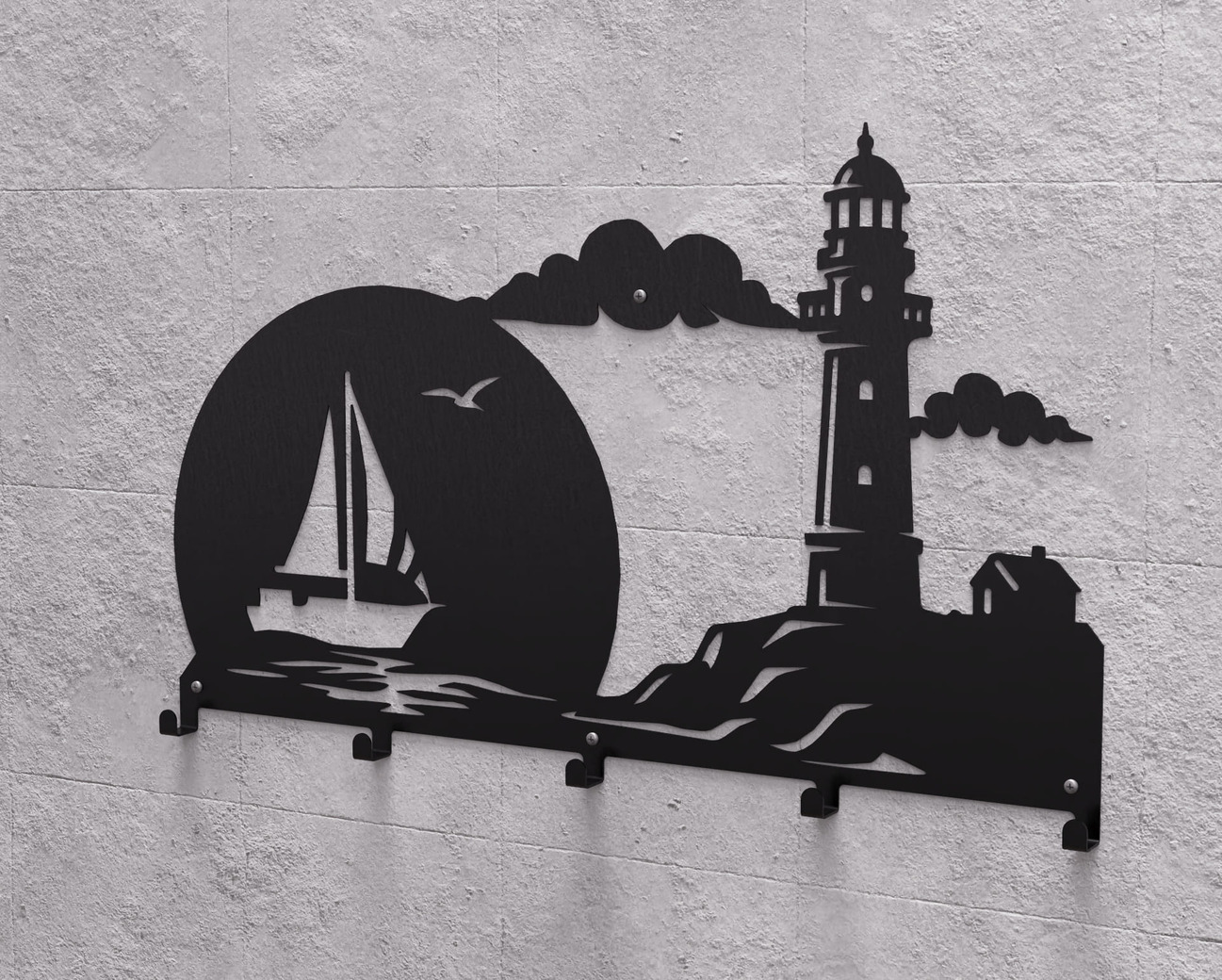 Cabideiro de parede Farol e Barco à Vela. Arquivos DXF e SVG para corte e plasma a laser. Фото 9