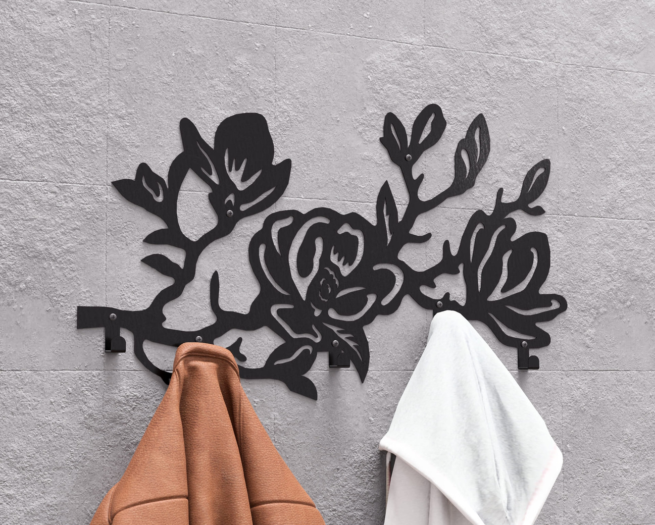 Magnolia Wall-Mounted Coat Rack. DXF, SVG files for plasma, laser cutting. Wall Coat Rack. Фото 3