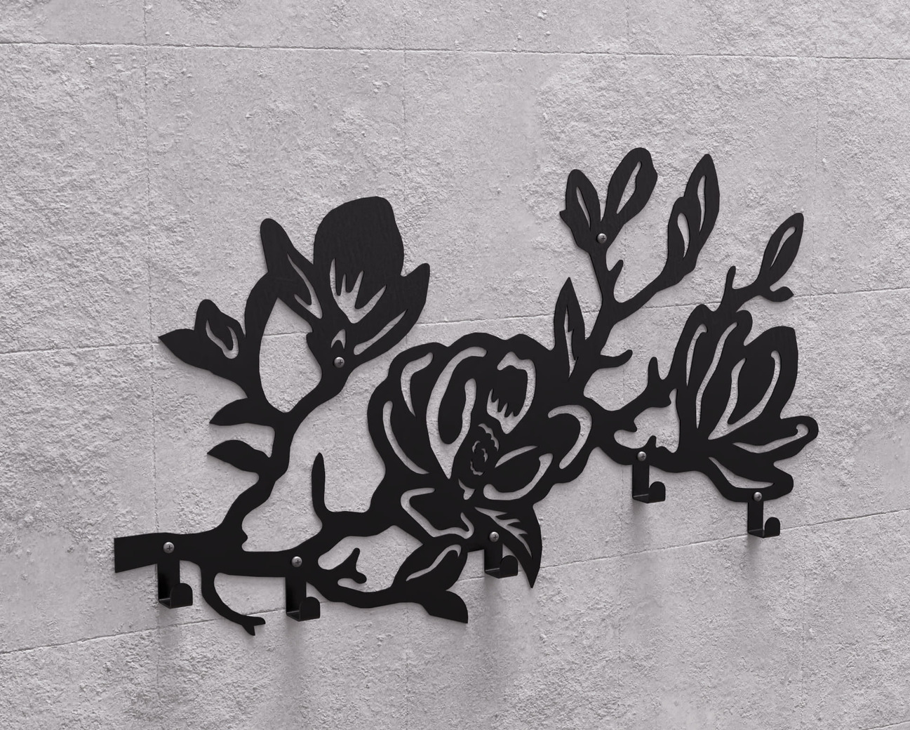 Magnolia Wall-Mounted Coat Rack. DXF, SVG files for plasma, laser cutting. Wall Coat Rack. Фото 11