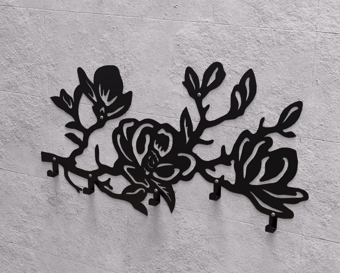Magnolia Wall-Mounted Coat Rack. DXF, SVG files for plasma, laser cutting. Wall Coat Rack. Фото 9