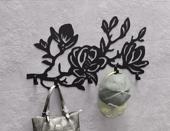 Magnolia Wall-Mounted Coat Rack. DXF, SVG files for plasma, laser cutting. Wall Coat Rack