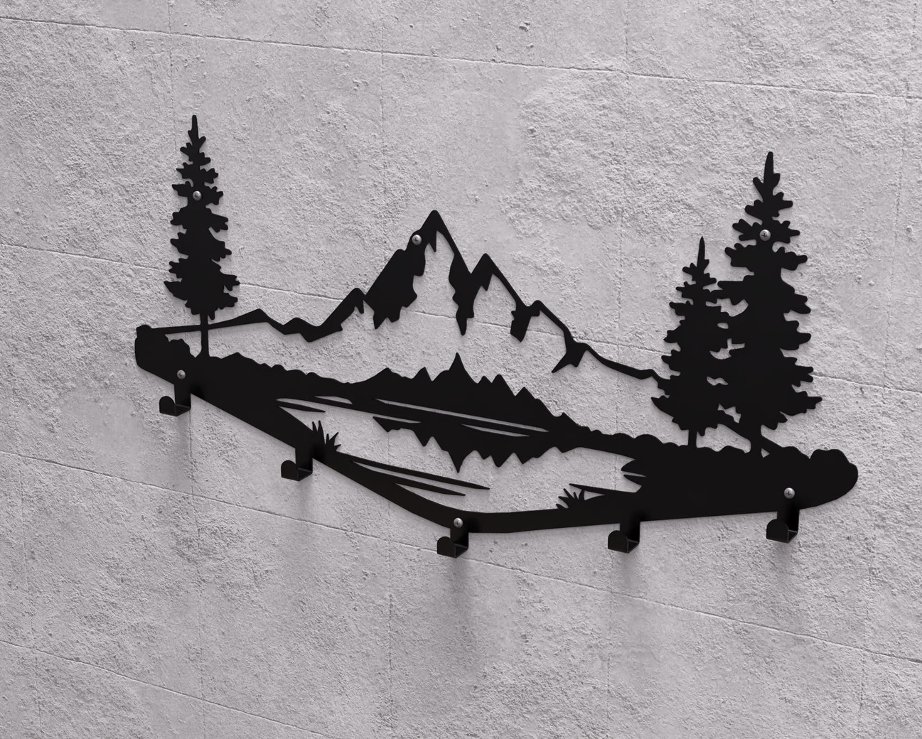 Cabideiro de parede Lago de Montanha. Arquivos DXF e SVG para corte e plasma a laser. Фото 9
