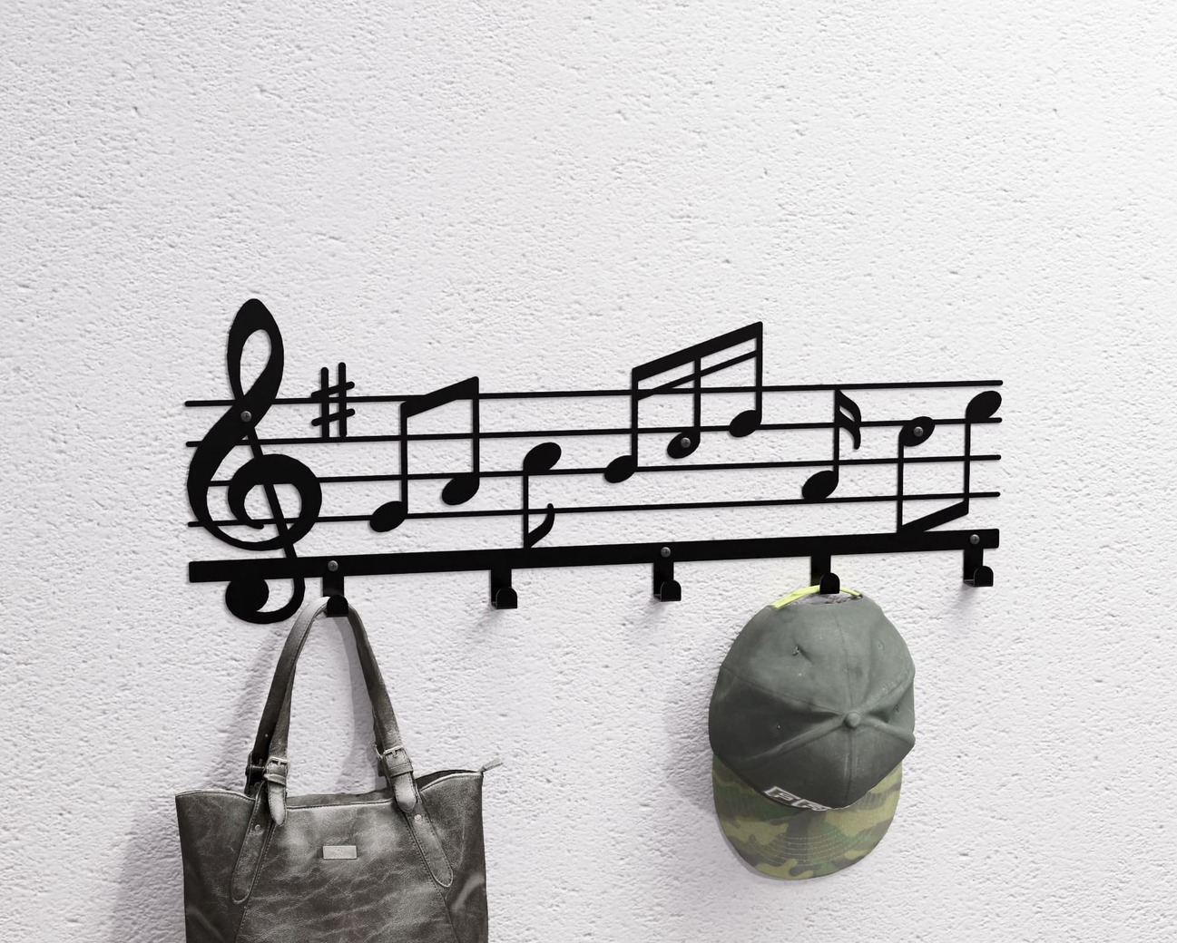 Cabideiro de parede Notas Musicais. Arquivos DXF e SVG para corte e plasma a laser