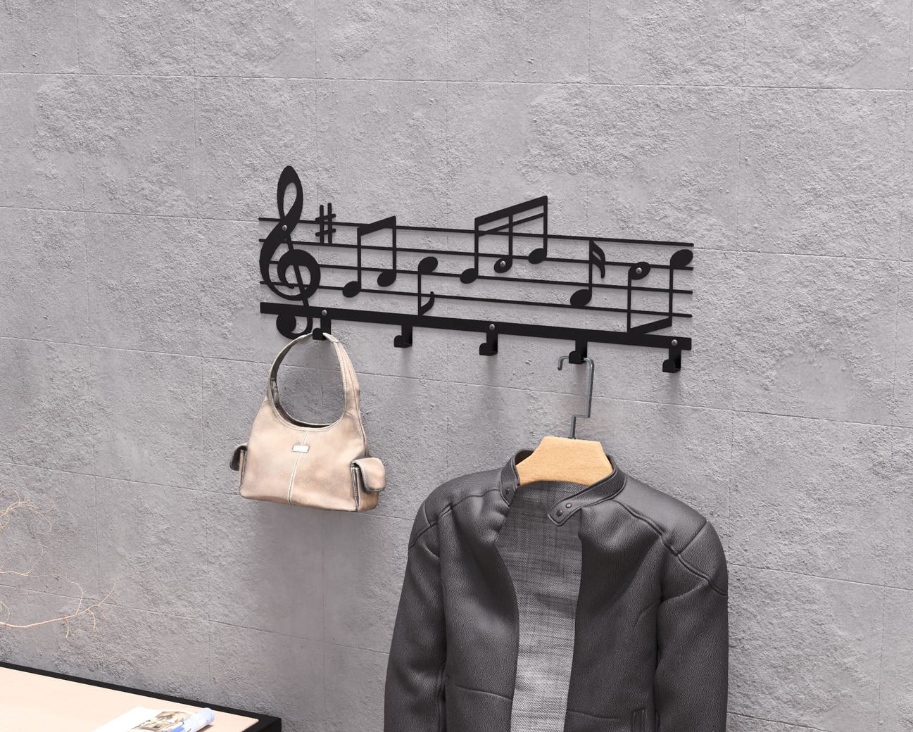 Cabideiro de parede Notas Musicais. Arquivos DXF e SVG para corte e plasma a laser. Фото 4