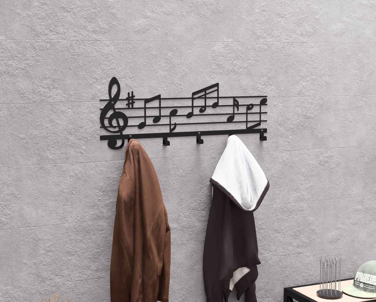Cabideiro de parede Notas Musicais. Arquivos DXF e SVG para corte e plasma a laser. Фото 2