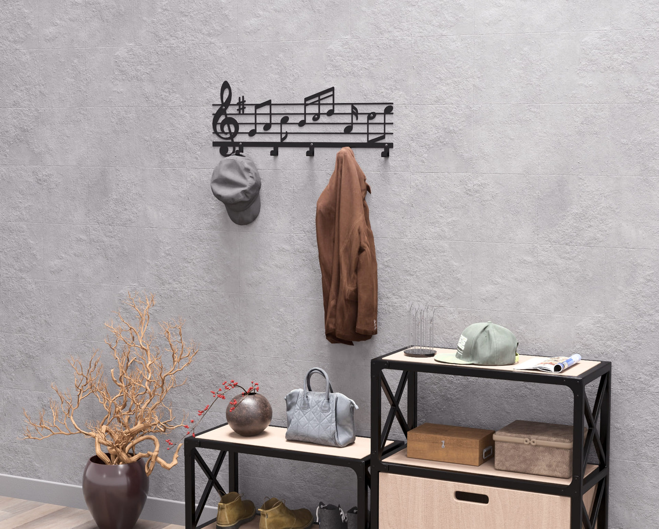 Cabideiro de parede Notas Musicais. Arquivos DXF e SVG para corte e plasma a laser. Фото 7