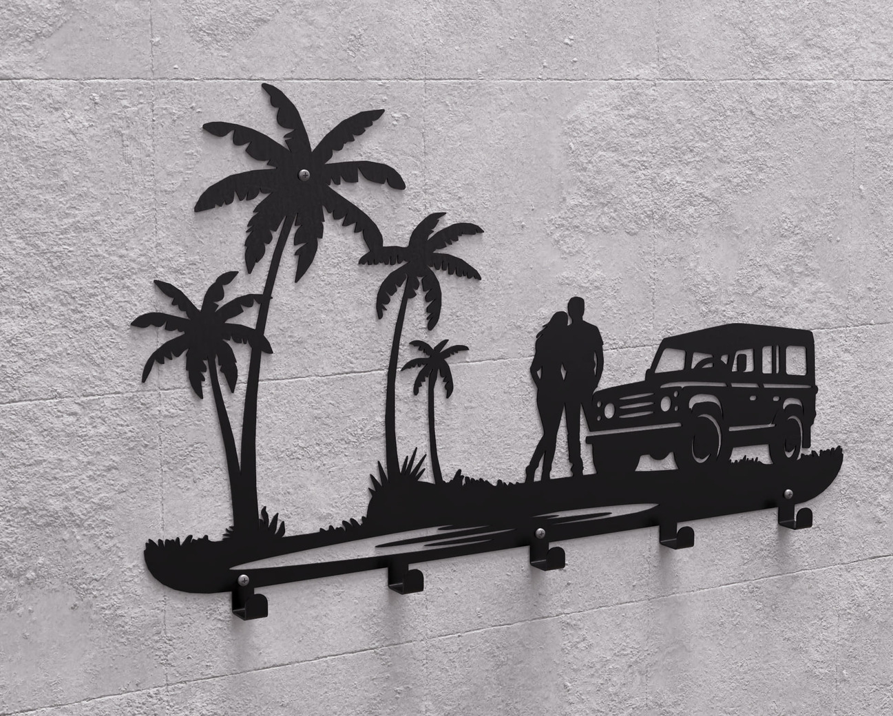 Romantic Beach Scene Wall-Mounted Coat Rack. DXF, SVG files for plasma, laser cutting. Wall Mount Coat Rack. Фото 11