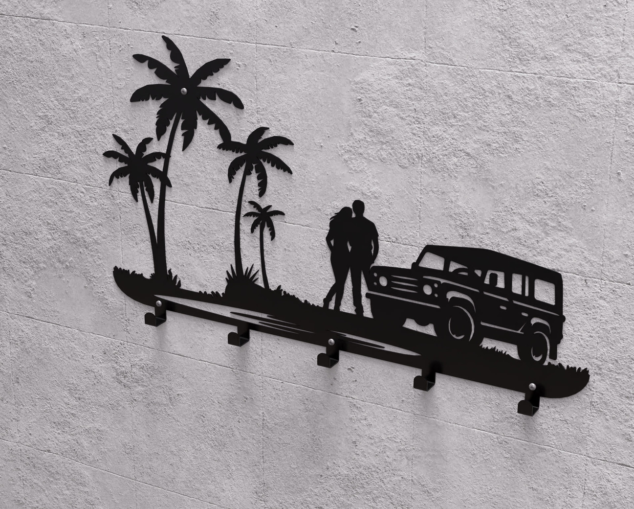 Romantic Beach Scene Wall-Mounted Coat Rack. DXF, SVG files for plasma, laser cutting. Wall Mount Coat Rack. Фото 10