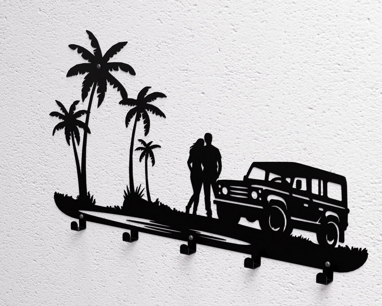 Romantic Beach Scene Wall-Mounted Coat Rack. DXF, SVG files for plasma, laser cutting. Wall Mount Coat Rack. Фото 9