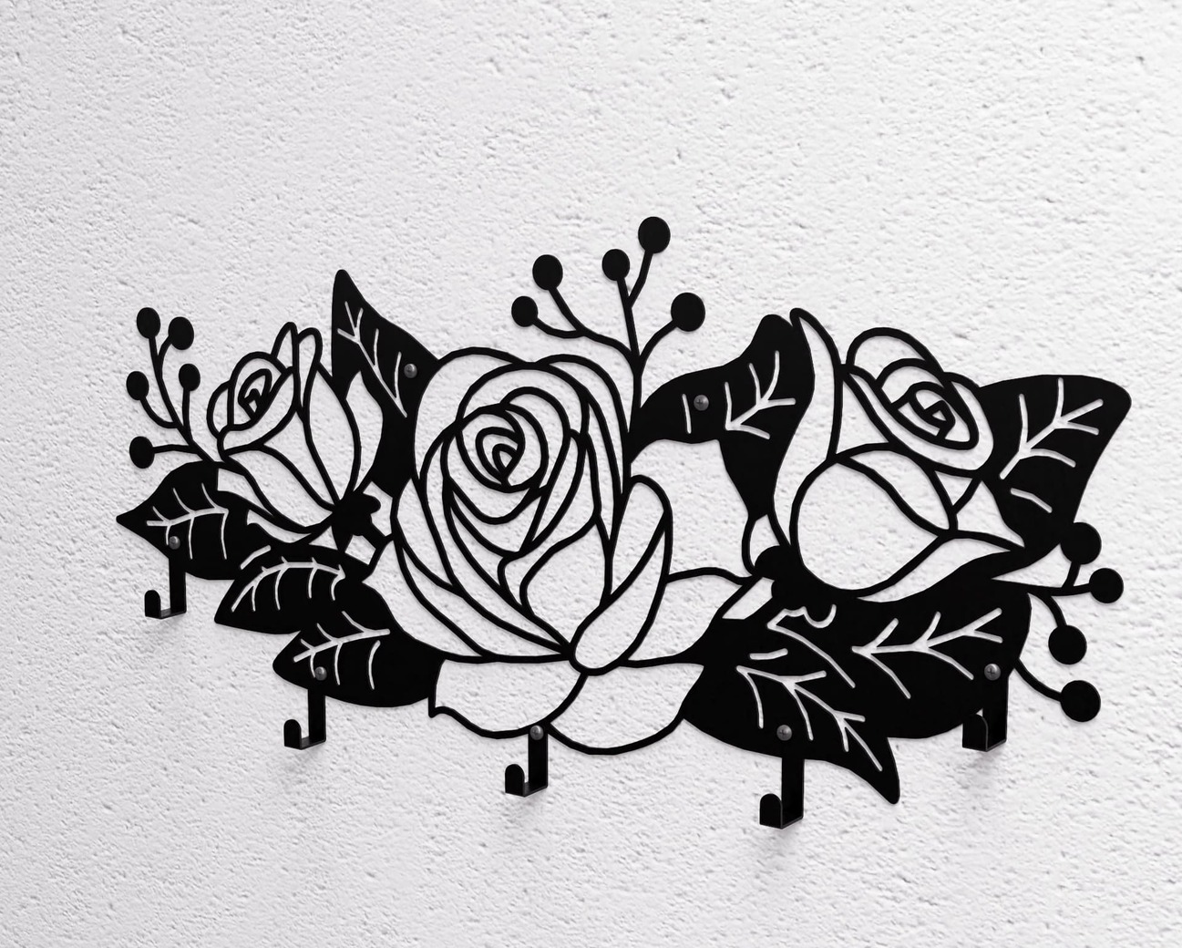 Roses Wall-Mounted Coat Rack. DXF, SVG files for plasma, laser cutting. Wall Mount Coat Rack. Фото 10