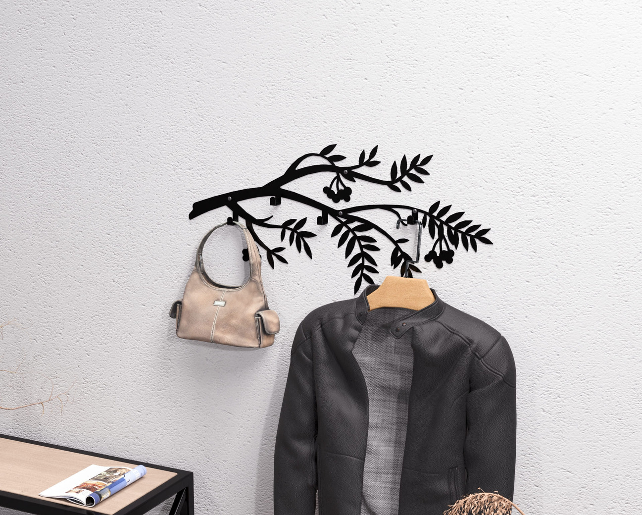 Rowan Branch Wall-Mounted Coat Rack. DXF, SVG files for plasma, laser cutting. Wall Mount Coat Rack. Фото 2