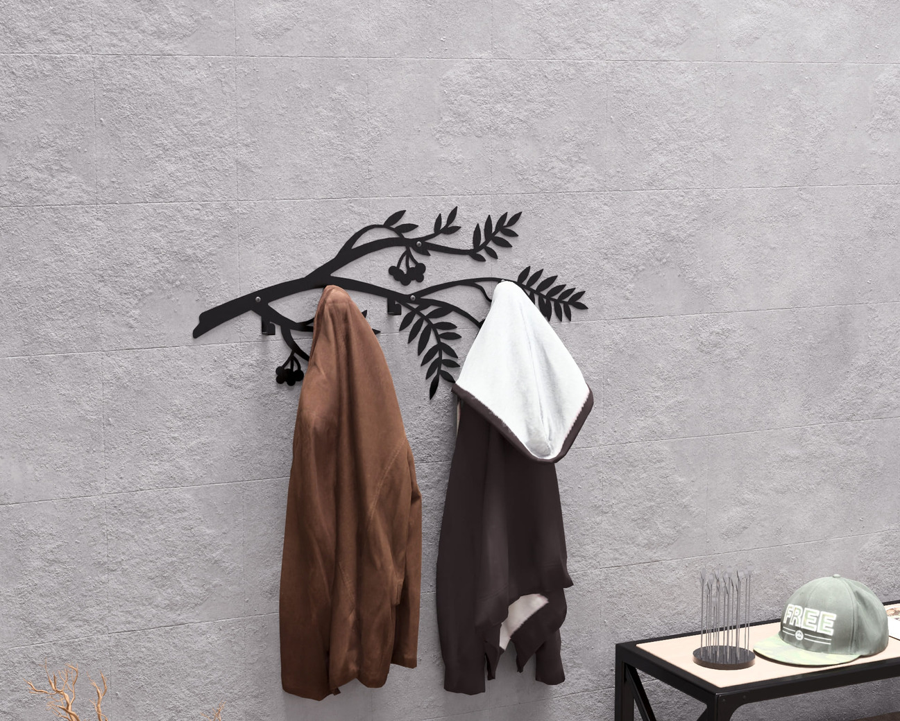 Rowan Branch Wall-Mounted Coat Rack. DXF, SVG files for plasma, laser cutting. Wall Mount Coat Rack. Фото 3