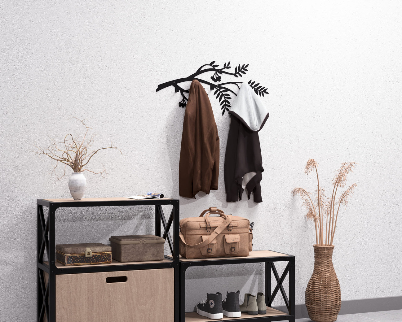 Rowan Branch Wall-Mounted Coat Rack. DXF, SVG files for plasma, laser cutting. Wall Mount Coat Rack. Фото 6