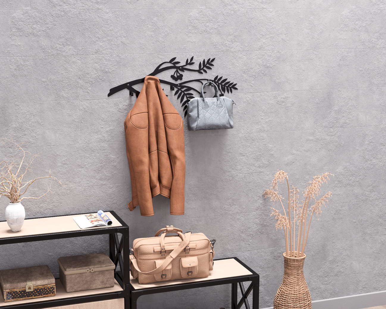 Rowan Branch Wall-Mounted Coat Rack. DXF, SVG files for plasma, laser cutting. Wall Mount Coat Rack. Фото 8