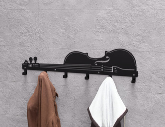 Violin Wall-Mounted Coat Rack. DXF, SVG files for plasma, laser cutting. Wall Mount Coat Rack