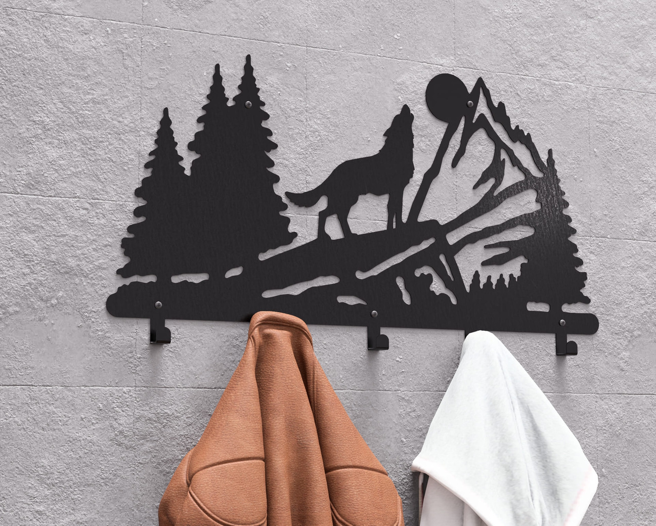Wolf Wall-Mounted Coat Rack. DXF, SVG files for plasma, laser cutting. Wall Mount Coat Rack. Фото 3