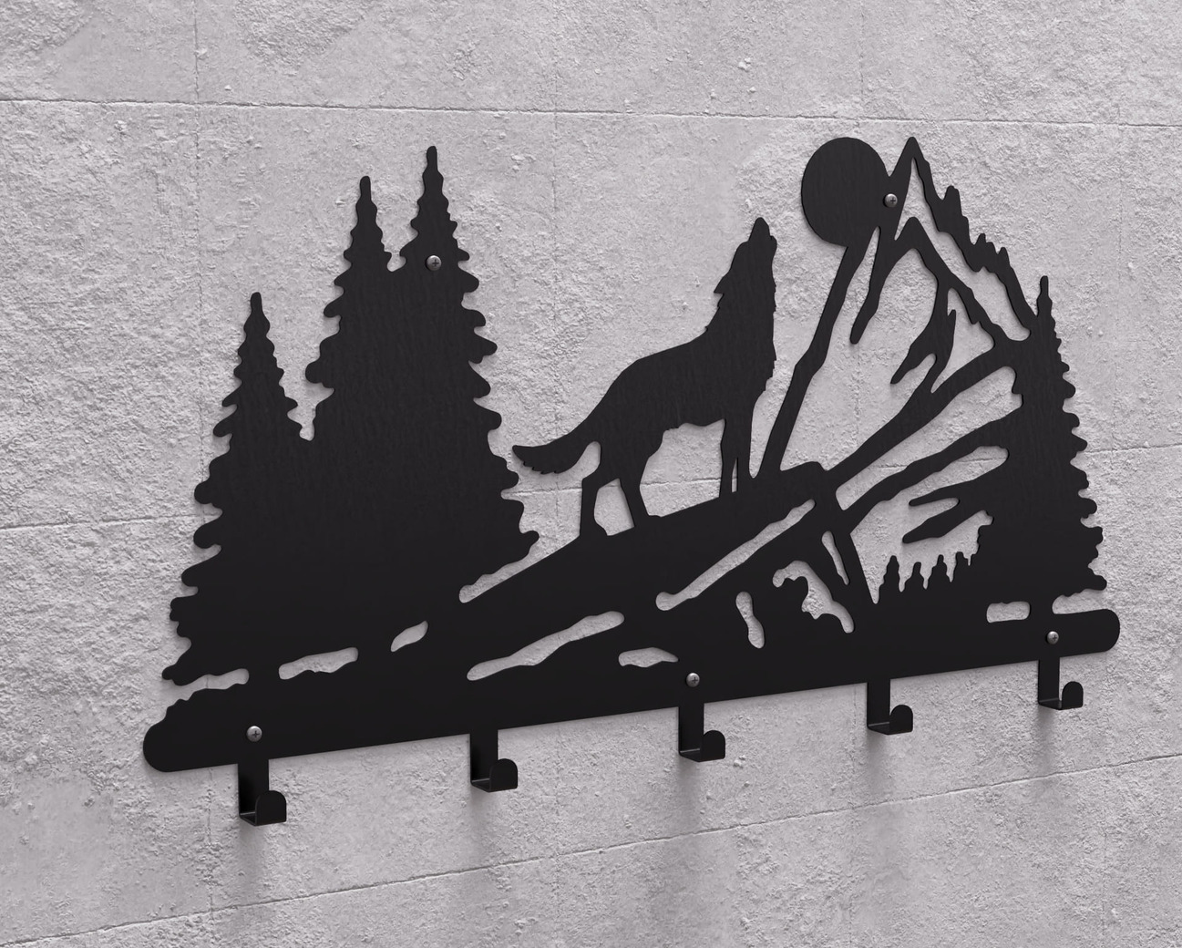 Wolf Wall-Mounted Coat Rack. DXF, SVG files for plasma, laser cutting. Wall Mount Coat Rack. Фото 10