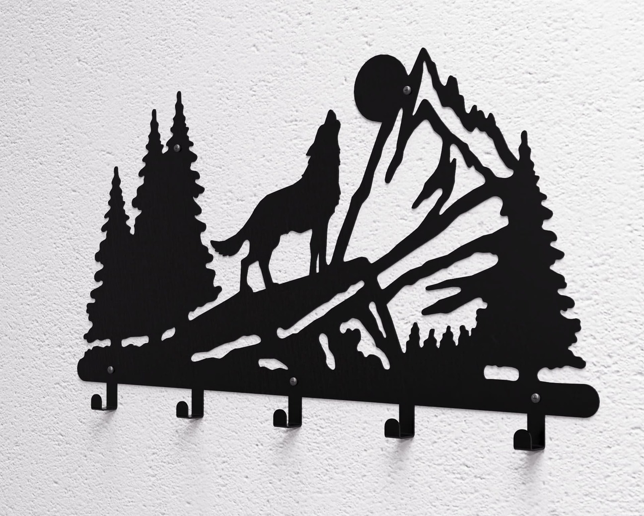 Wolf Wall-Mounted Coat Rack. DXF, SVG files for plasma, laser cutting. Wall Mount Coat Rack. Фото 11