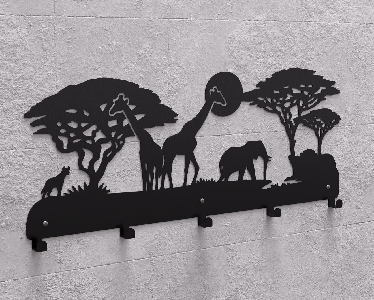 Wildlife of the African Savanna Wall-Mounted Coat Rack. DXF, SVG files for plasma, laser cutting. Wall Mount Coat Rack. Фото 11