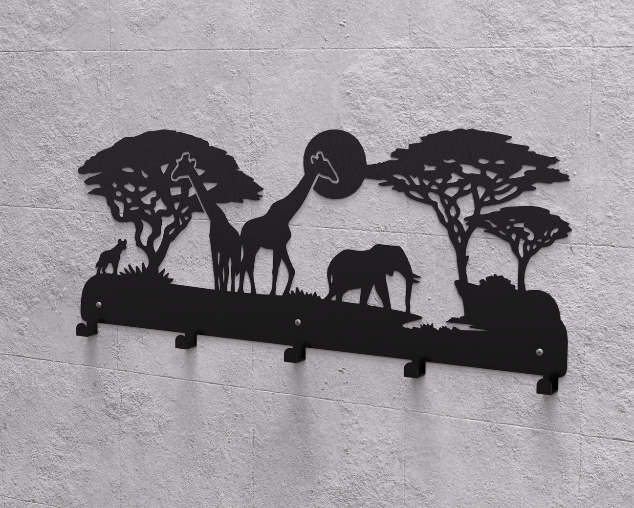 Wildlife of the African Savanna Wall-Mounted Coat Rack. DXF, SVG files for plasma, laser cutting. Wall Mount Coat Rack. Фото 10