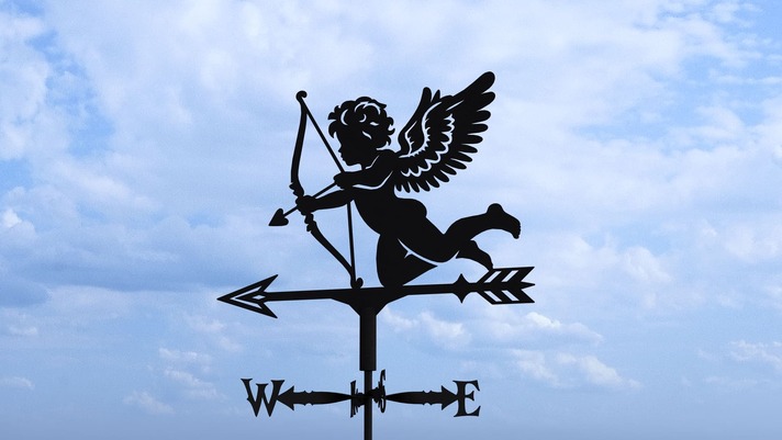 Cupid Weather Vane Three Sizes. DXF, SVG files for plasma, laser cutting. Wind Vane