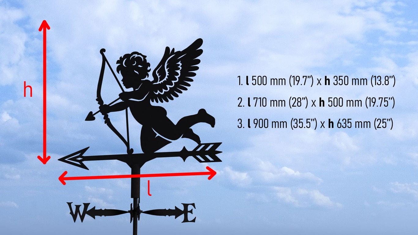 Cupid Weather Vane Three Sizes. DXF, SVG files for plasma, laser cutting. Wind Vane. Фото 10