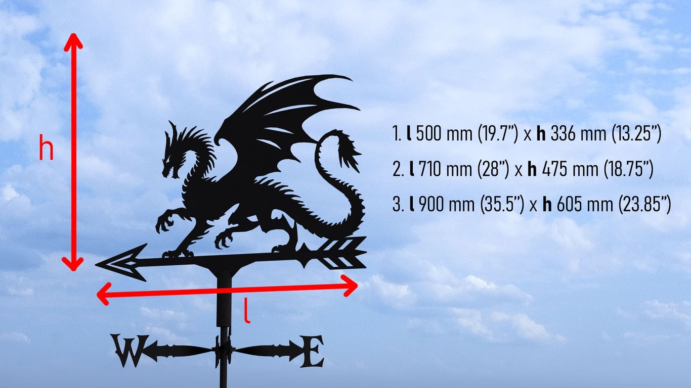 Giruetă Dragon V1 trei dimensiuni. Fișiere DXF, SVG pentru tăiere cu plasmă și laser. Indicator directie vant. Фото 10