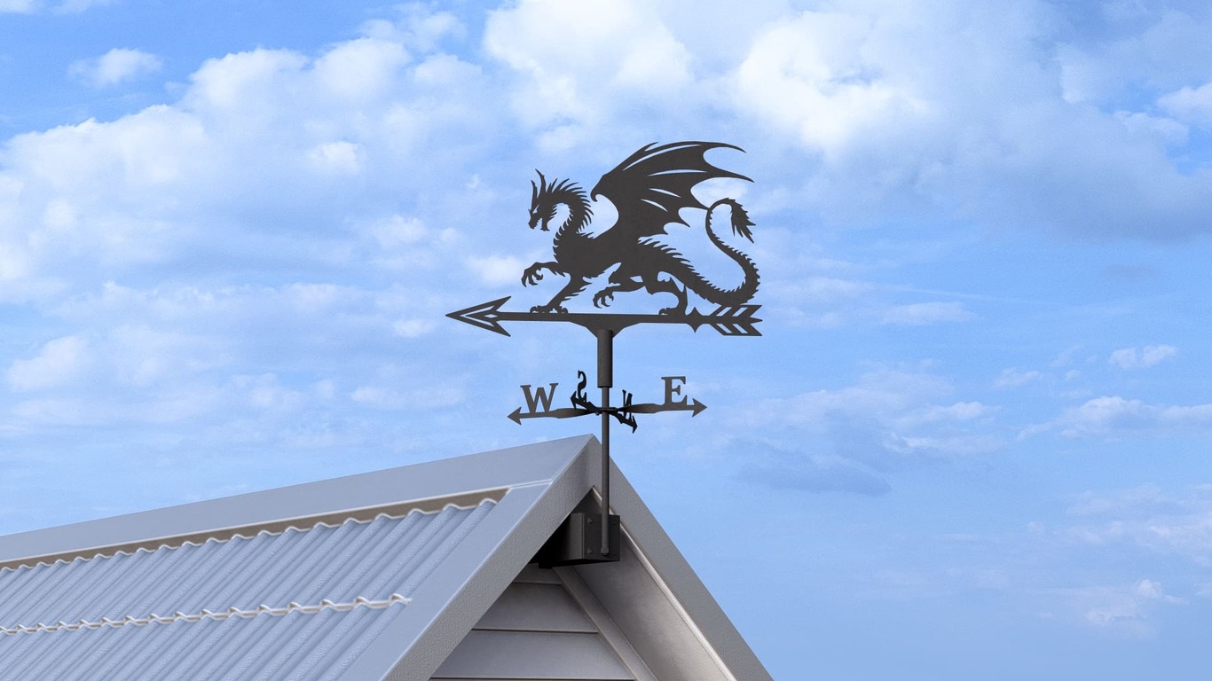 Giruetă Dragon V1 trei dimensiuni. Fișiere DXF, SVG pentru tăiere cu plasmă și laser. Indicator directie vant. Фото 5