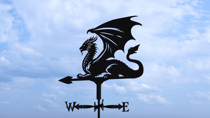 Dragon Weather Vane V2 Three Sizes. DXF, SVG files for plasma, laser cutting. Wind Vane