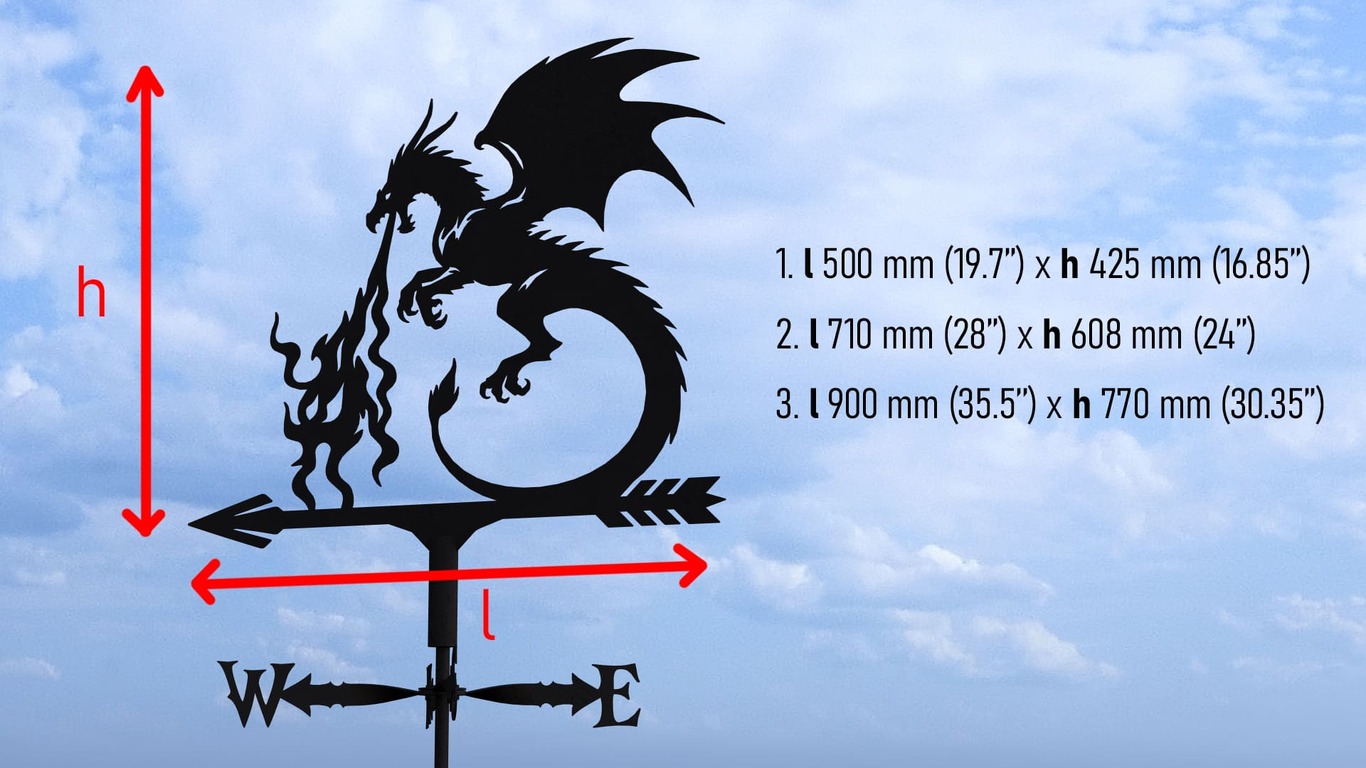 Giruetă Dragon V3 trei dimensiuni. Fișiere DXF, SVG pentru tăiere cu plasmă și laser. Indicator directie vant. Фото 10