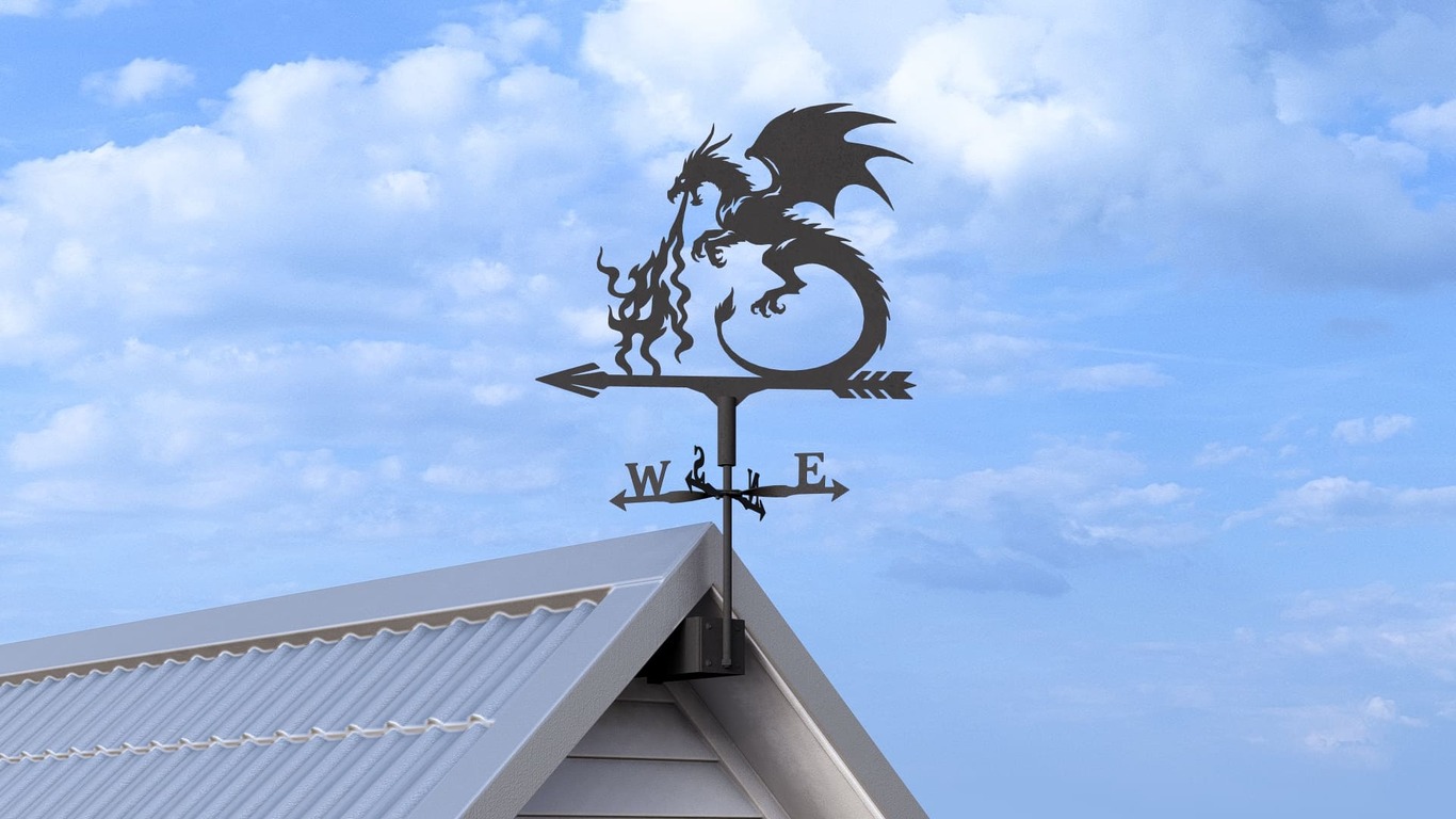 Giruetă Dragon V3 trei dimensiuni. Fișiere DXF, SVG pentru tăiere cu plasmă și laser. Indicator directie vant. Фото 4