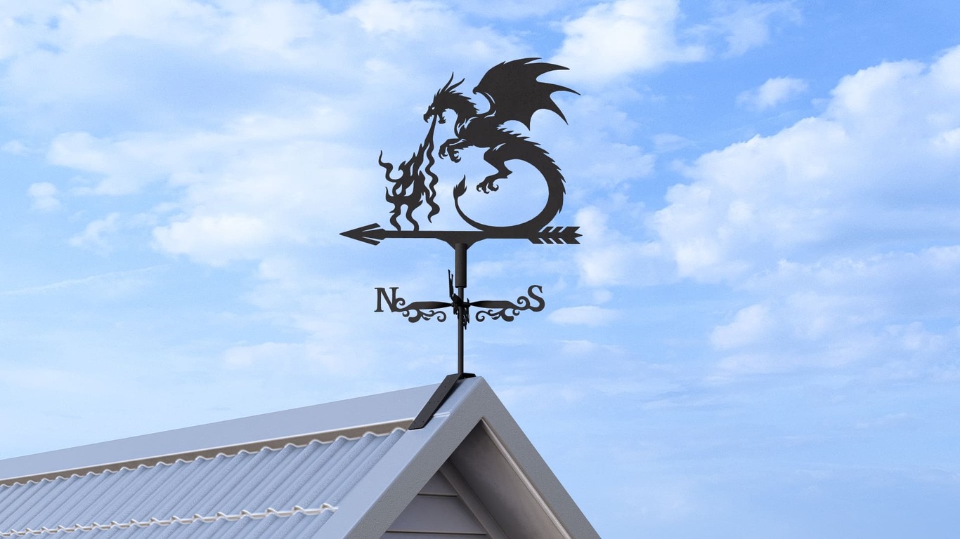 Giruetă Dragon V3 trei dimensiuni. Fișiere DXF, SVG pentru tăiere cu plasmă și laser. Indicator directie vant. Фото 7