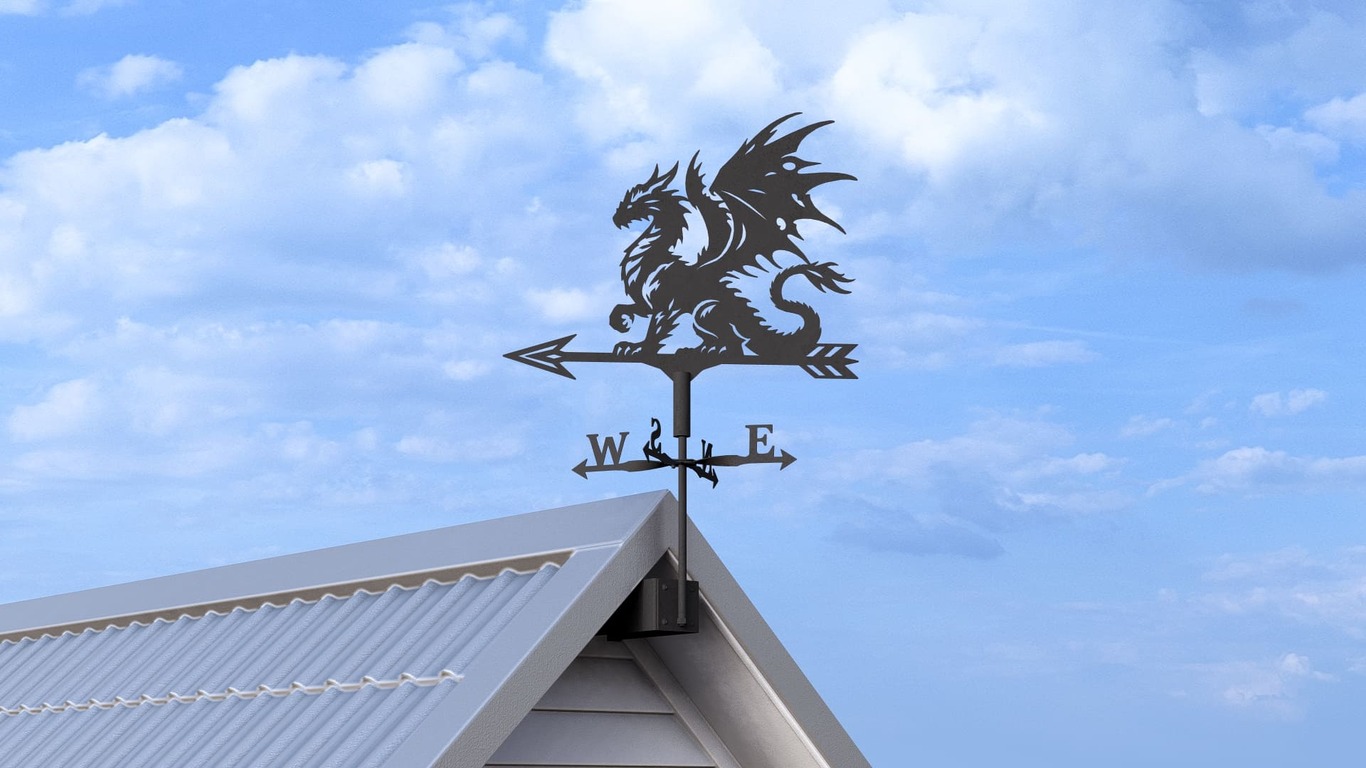Giruetă Dragon V4 trei dimensiuni. Fișiere DXF, SVG pentru tăiere cu plasmă și laser. Indicator directie vant. Фото 4