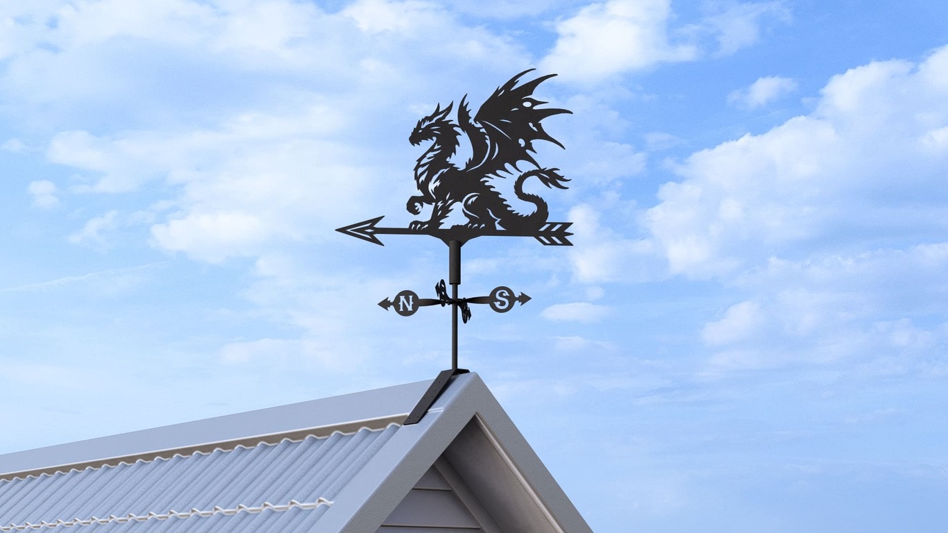 Giruetă Dragon V4 trei dimensiuni. Fișiere DXF, SVG pentru tăiere cu plasmă și laser. Indicator directie vant. Фото 5