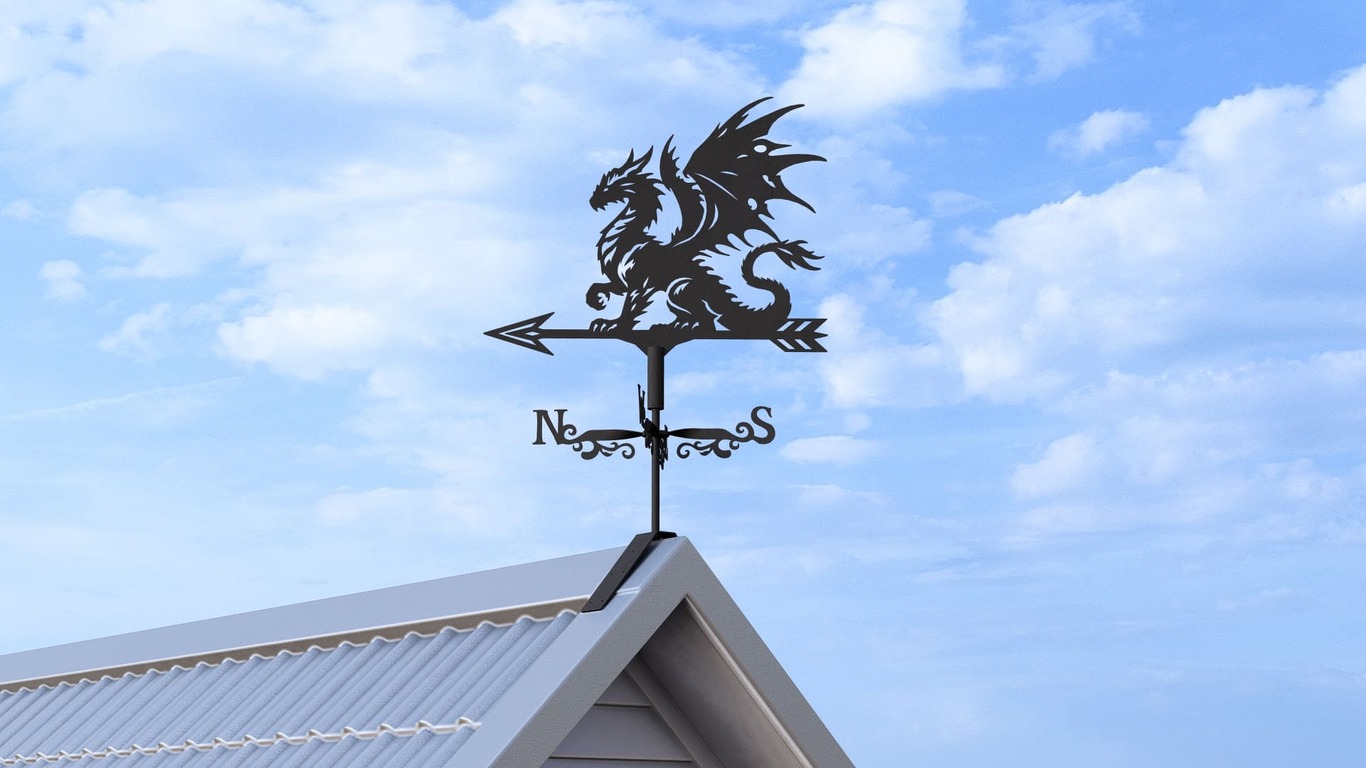 Giruetă Dragon V4 trei dimensiuni. Fișiere DXF, SVG pentru tăiere cu plasmă și laser. Indicator directie vant. Фото 7