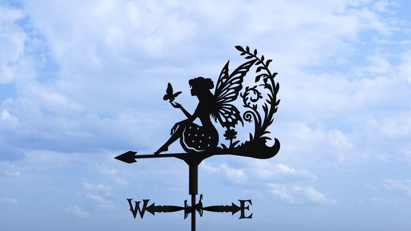 Fairy Weather Vane Three Sizes. DXF, SVG files for plasma, laser cutting. Wind Vane