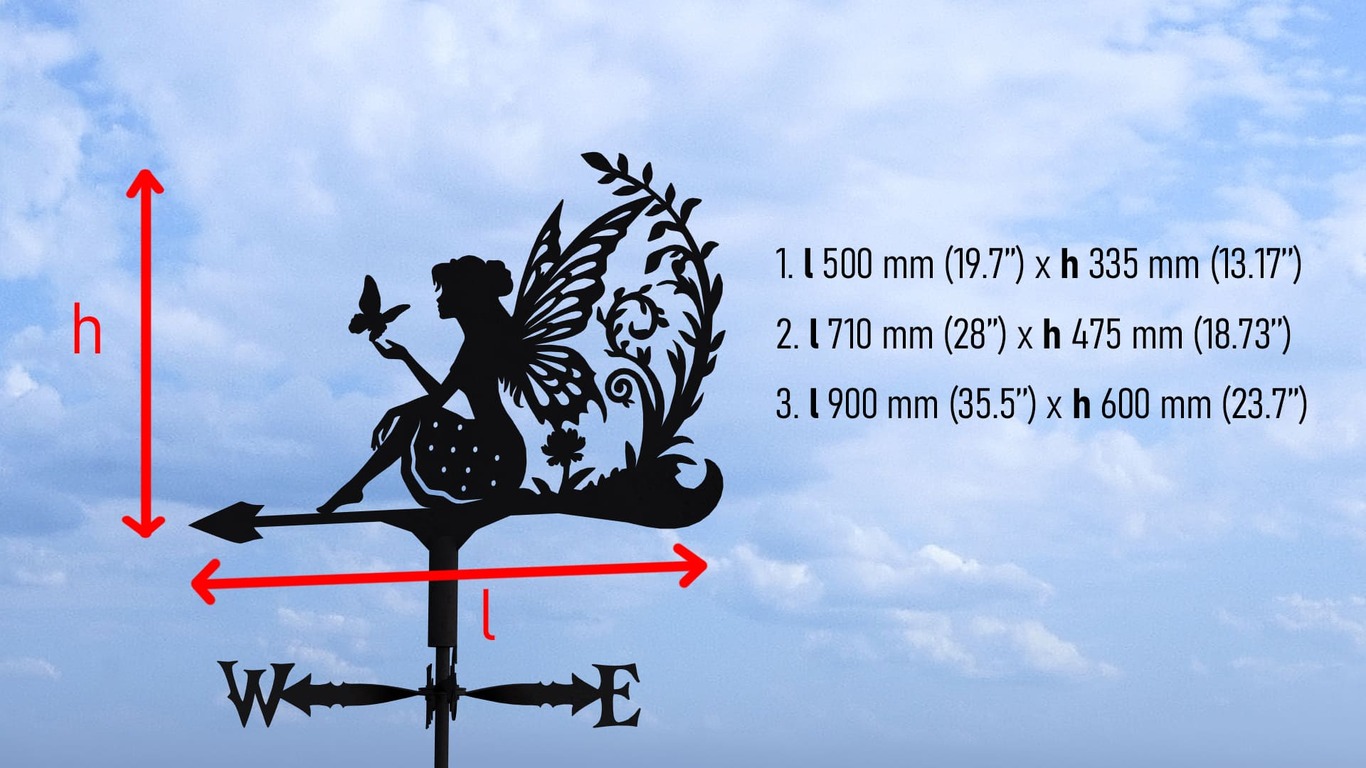 Fairy Weather Vane Three Sizes. DXF, SVG files for plasma, laser cutting. Wind Vane. Фото 10