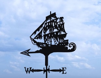 Ghost ship Weather Vane Three Sizes. DXF, SVG files for plasma, laser cutting. Wind Vane