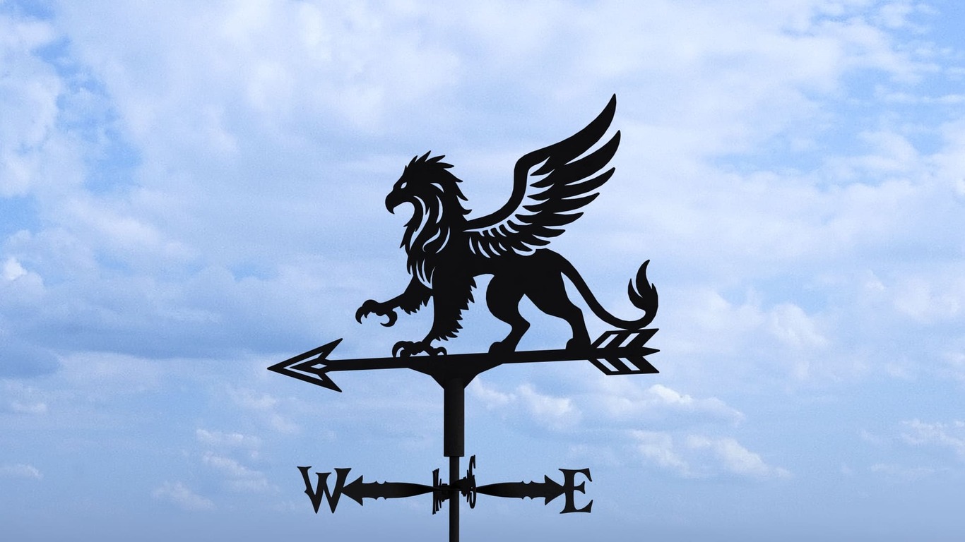 Griffin Weather Vane Three Sizes. DXF, SVG files for plasma, laser cutting. Wind Vane
