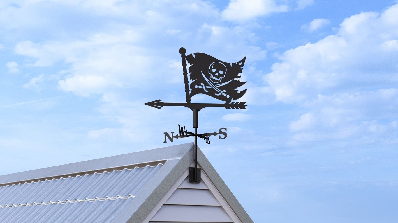 Jolly Roger Weather Vane Three Sizes. DXF, SVG files for plasma, laser cutting. Wind Vane. Фото 3
