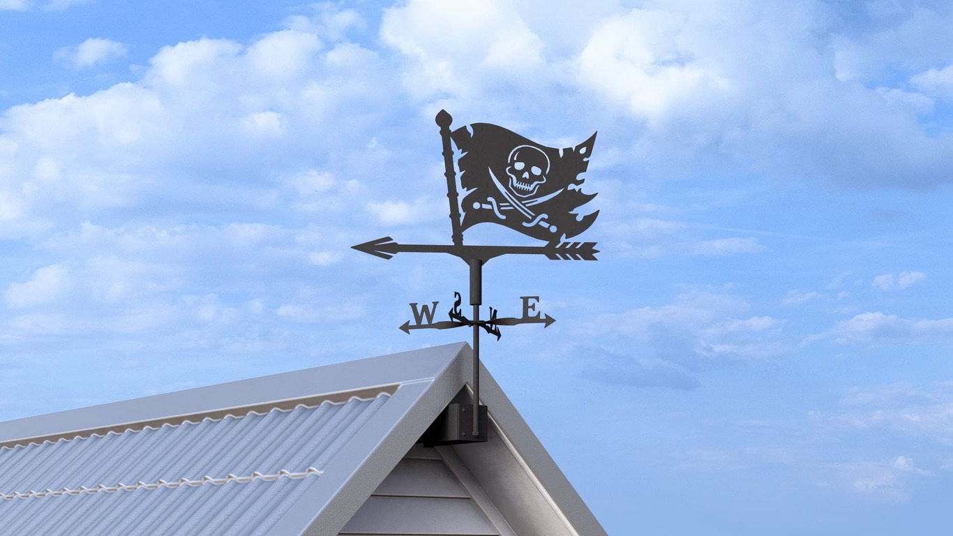 Jolly Roger Weather Vane Three Sizes. DXF, SVG files for plasma, laser cutting. Wind Vane. Фото 4